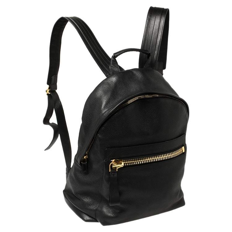 Pre Owned Tom Ford Black Grained Leather Buckley Backpack