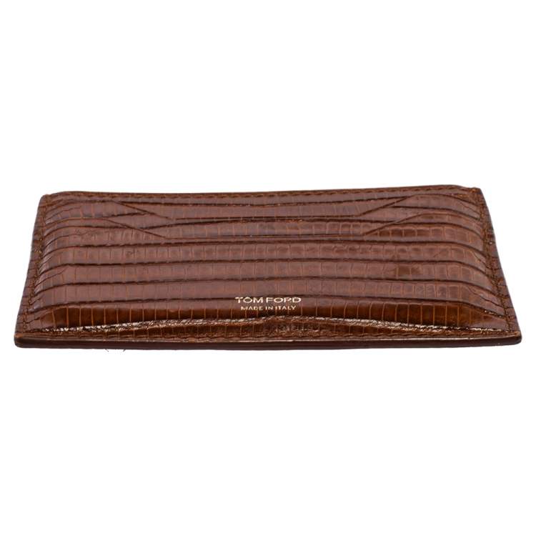 Pre Owned Tom Ford Brown Alligator Card Holder