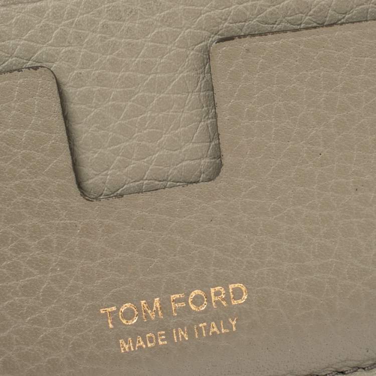 Pre Owned Tom Ford khaki Green Leather T Bar Card Holder
