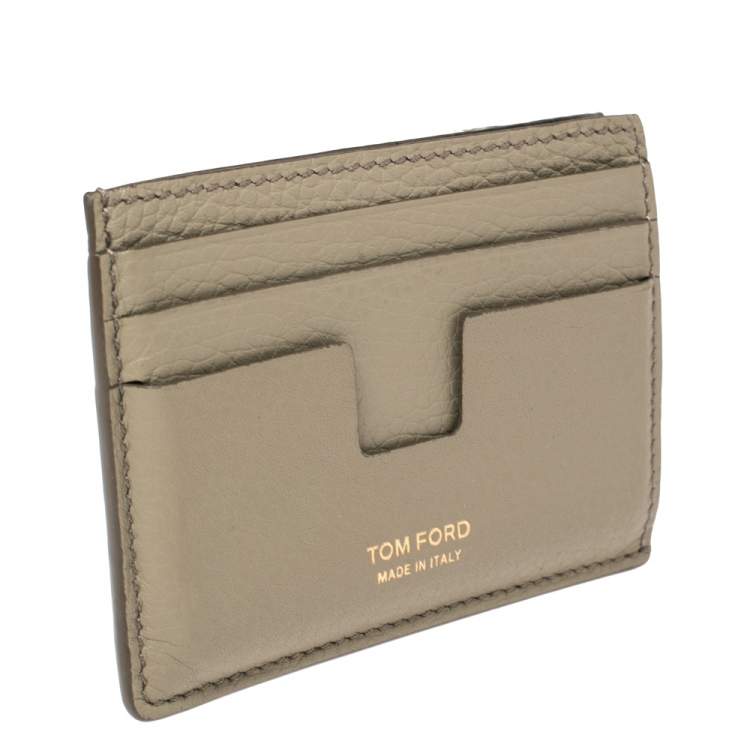 Pre Owned Tom Ford khaki Green Leather T Bar Card Holder