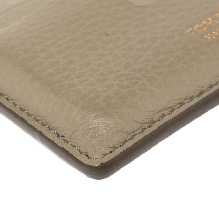 Pre Owned Tom Ford khaki Green Leather T Bar Card Holder
