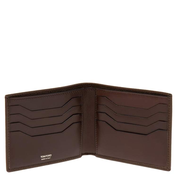 Pre Owned Tom Ford Brown Leather Bifold Wallet