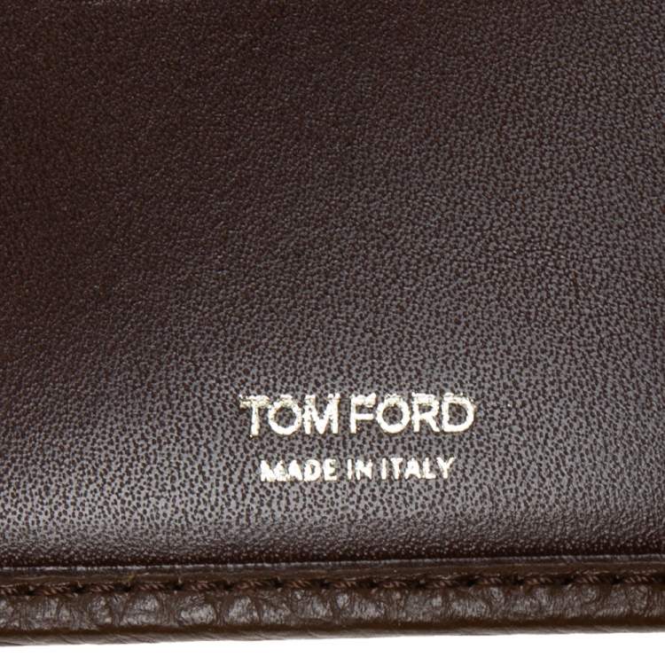 Pre Owned Tom Ford Brown Leather Bifold Wallet