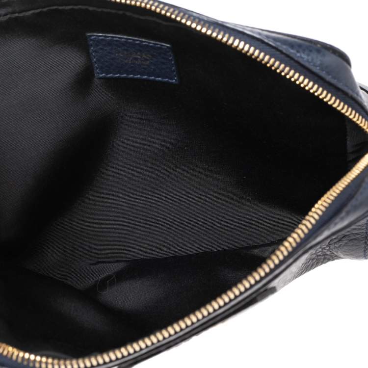 Pre Owned Tom Ford Navy Blue Leather Zip Around Wristlet Pouch
