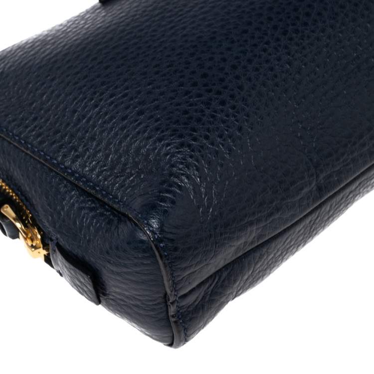 Pre Owned Tom Ford Navy Blue Leather Zip Around Wristlet Pouch