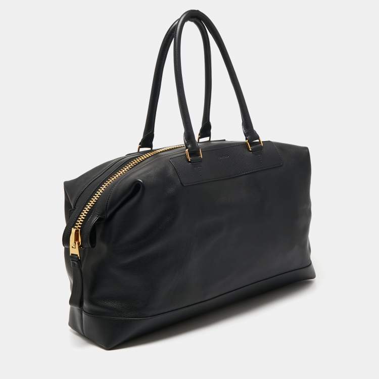 Pre Owned Tom Ford Black Leather Duffel Bag