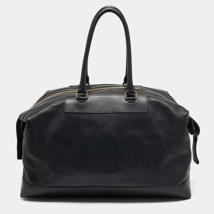 Pre Owned Tom Ford Black Leather Duffel Bag