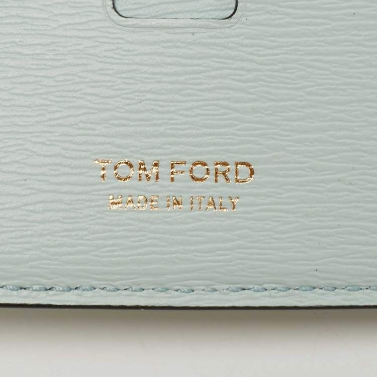 Pre Owned Tom Ford Blue Leather Money Clip Wallet 