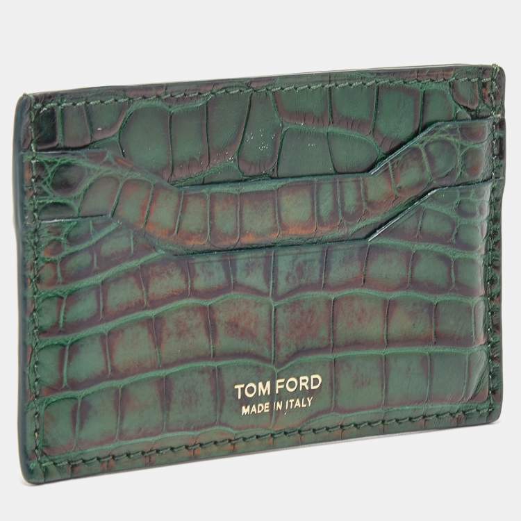 Pre Owned Tom Ford Green Alligator Card Holder
