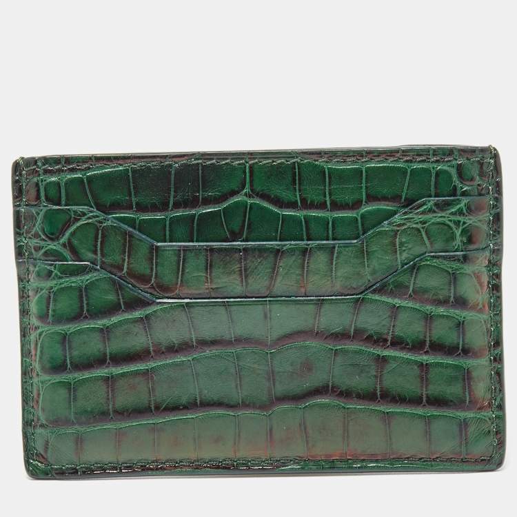 Pre Owned Tom Ford Green Alligator Card Holder