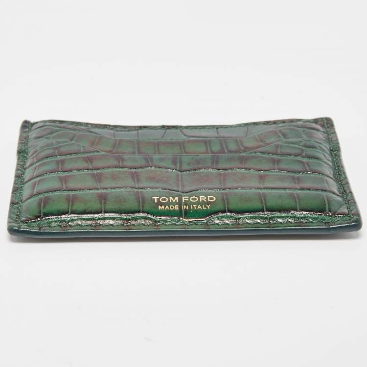 Pre Owned Tom Ford Green Alligator Card Holder