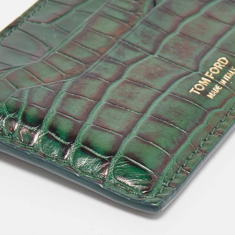 Pre Owned Tom Ford Green Alligator Card Holder