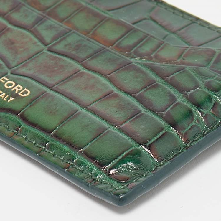 Pre Owned Tom Ford Green Alligator Card Holder
