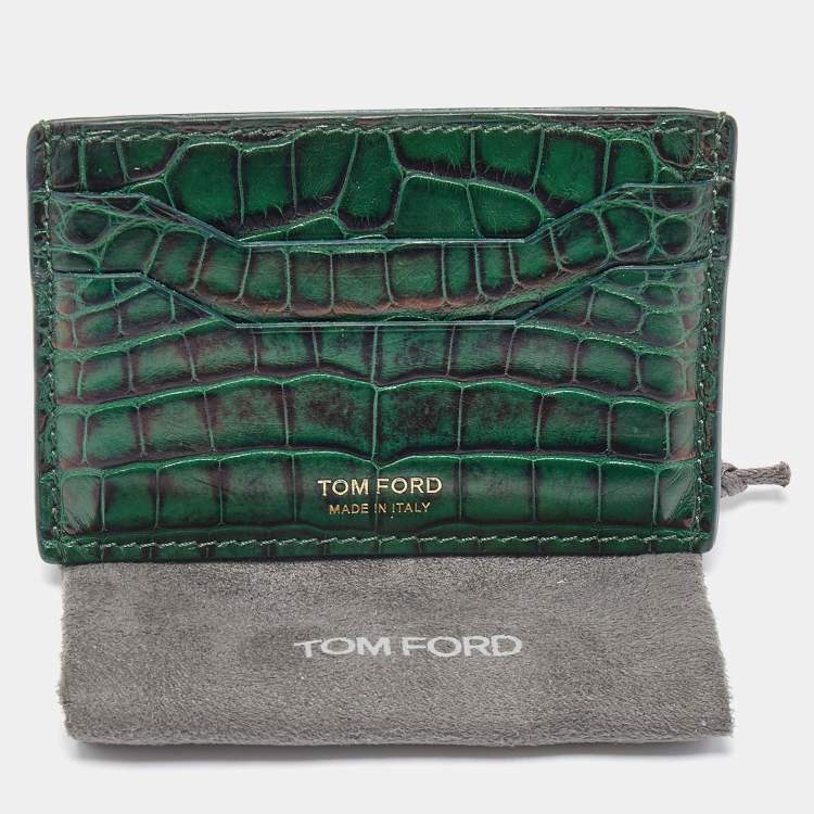 Pre Owned Tom Ford Green Alligator Card Holder