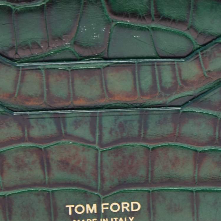 Pre Owned Tom Ford Green Alligator Card Holder