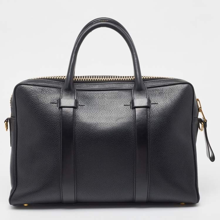 Pre Owned Tom Ford Black Leather Buckley Briefcase Bag