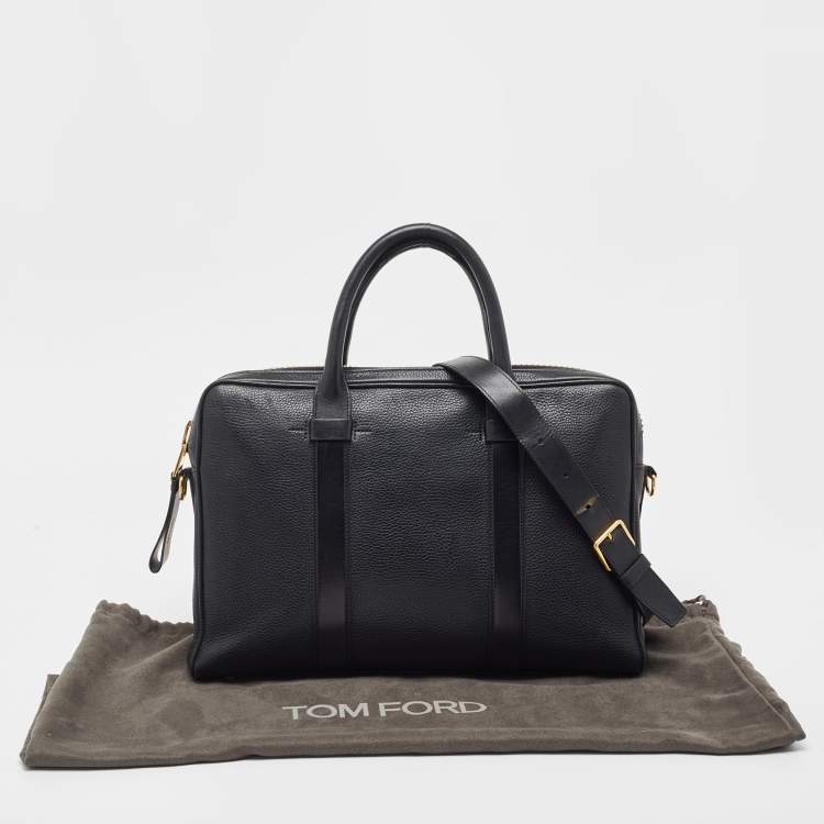 Pre Owned Tom Ford Black Leather Buckley Briefcase Bag