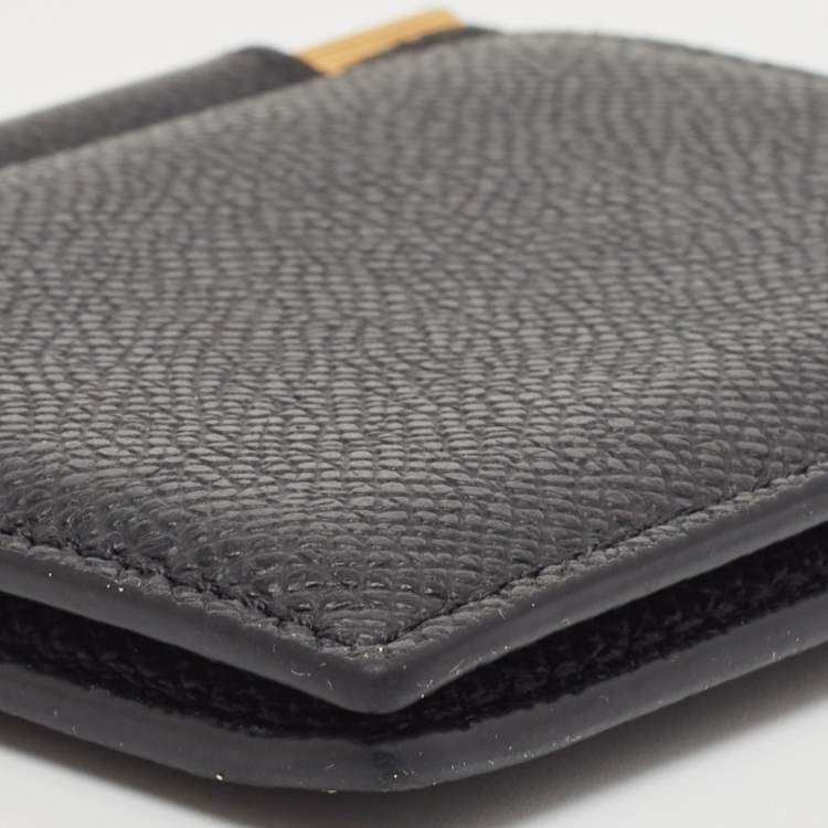 Pre Owned Tom Ford Black Leather TF Logo Money Clip 