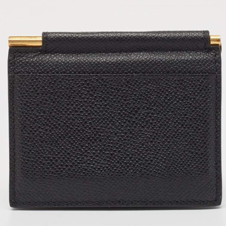 Pre Owned Tom Ford Black Leather TF Logo Money Clip 