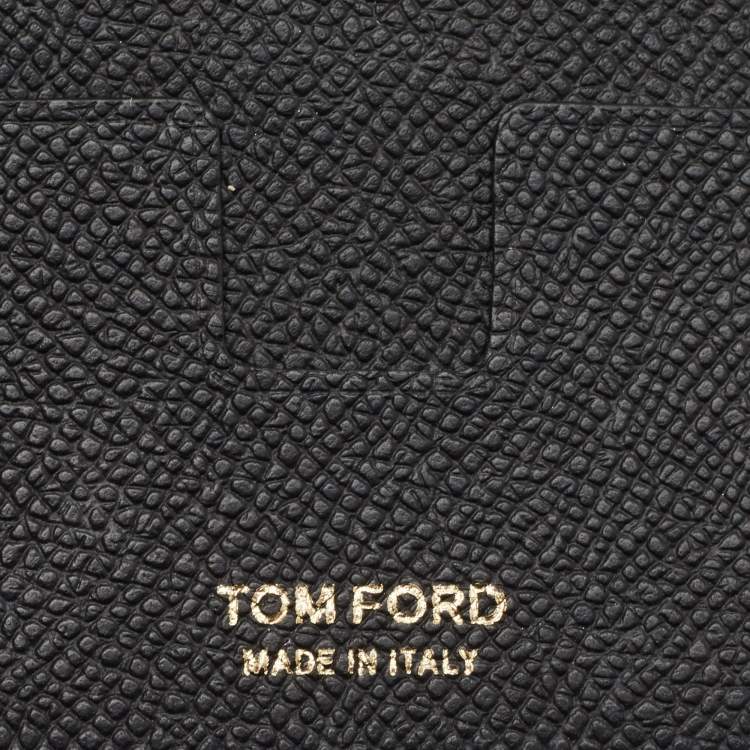 Pre Owned Tom Ford Black Leather TF Logo Money Clip 