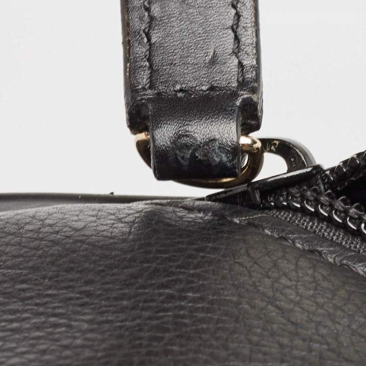 Pre Owned Tom Ford Black Leather Rolling Suitcase