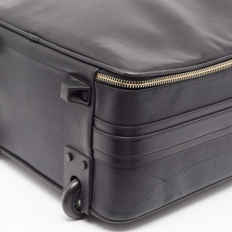 Pre Owned Tom Ford Black Leather Rolling Suitcase