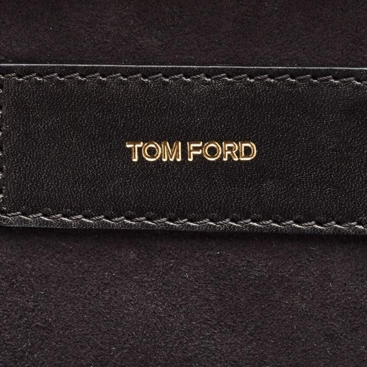 Pre Owned Tom Ford Black Leather Rolling Suitcase