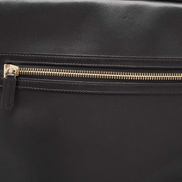 Pre Owned Tom Ford Black Leather Rolling Suitcase