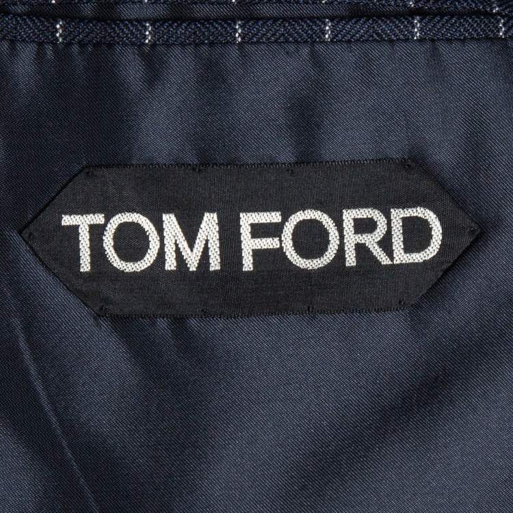 Pre Owned Tom Ford Navy Blue Pinstripe Wool Pants Suit XL