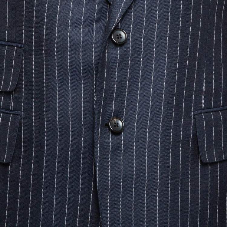 Pre Owned Tom Ford Navy Blue Pinstripe Wool Pants Suit XL
