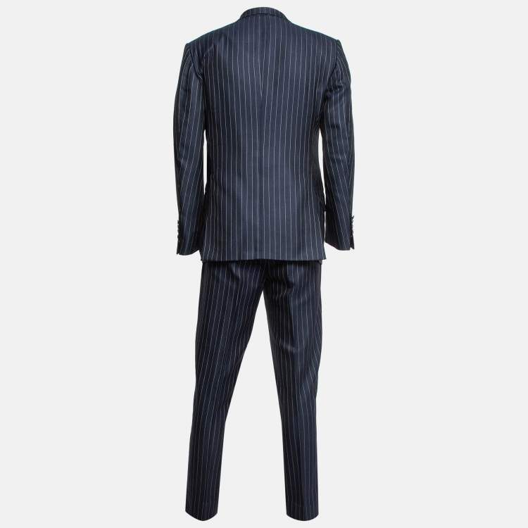 Pre Owned Tom Ford Navy Blue Pinstripe Wool Pants Suit XL