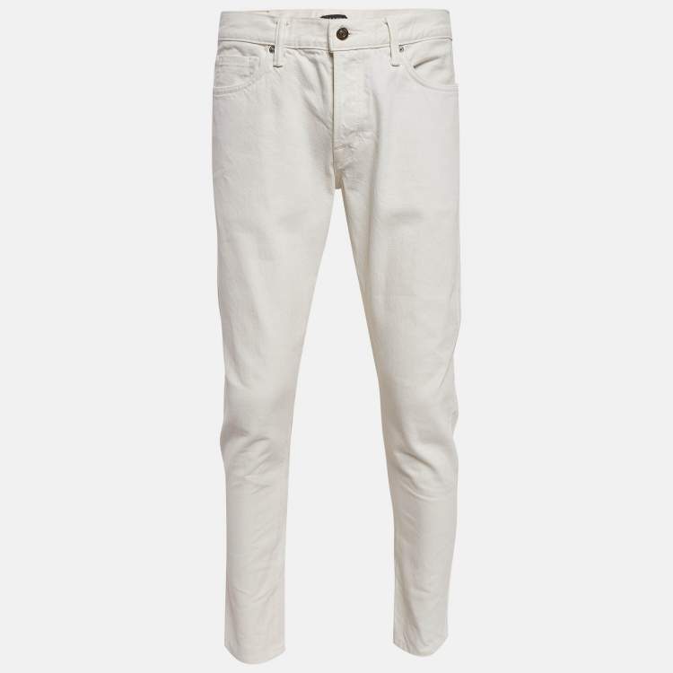 مملوكة مسبقًا Tom Ford White Denim Straight Leg Jeans L Waist 34"
