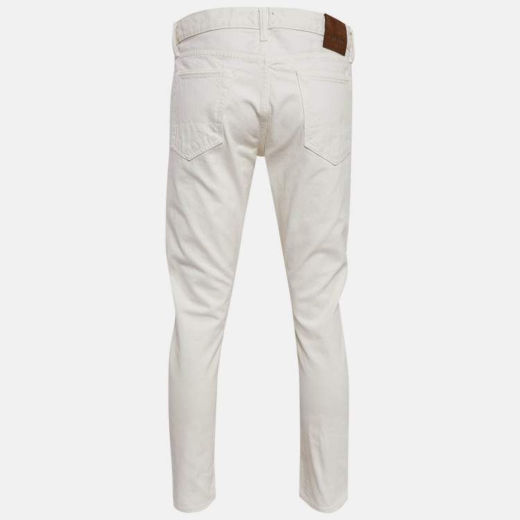 مملوكة مسبقًا Tom Ford White Denim Straight Leg Jeans L Waist 34"