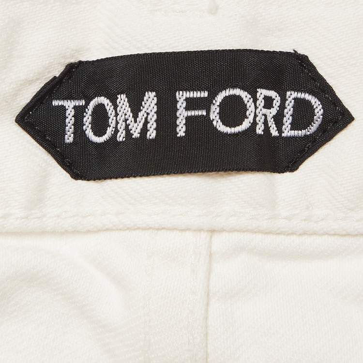 مملوكة مسبقًا Tom Ford White Denim Straight Leg Jeans L Waist 34"