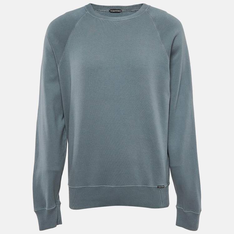 Pre Owned Tom Ford Blue Cotton Knit Relaxed Fit Sweatshirt L