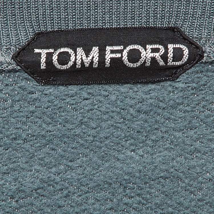 Pre Owned Tom Ford Blue Cotton Knit Relaxed Fit Sweatshirt L
