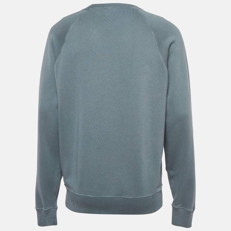 Pre Owned Tom Ford Blue Cotton Knit Relaxed Fit Sweatshirt L