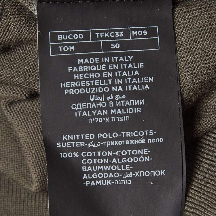 مملوكة مسبقًا Tom Ford Green Cotton Knit Polo T-Shirt L