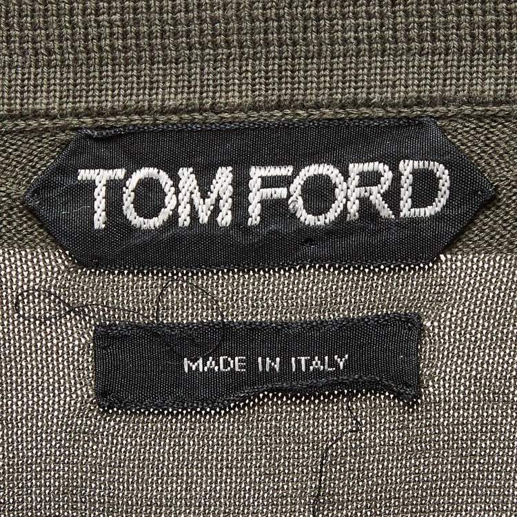 مملوكة مسبقًا Tom Ford Green Cotton Knit Polo T-Shirt L