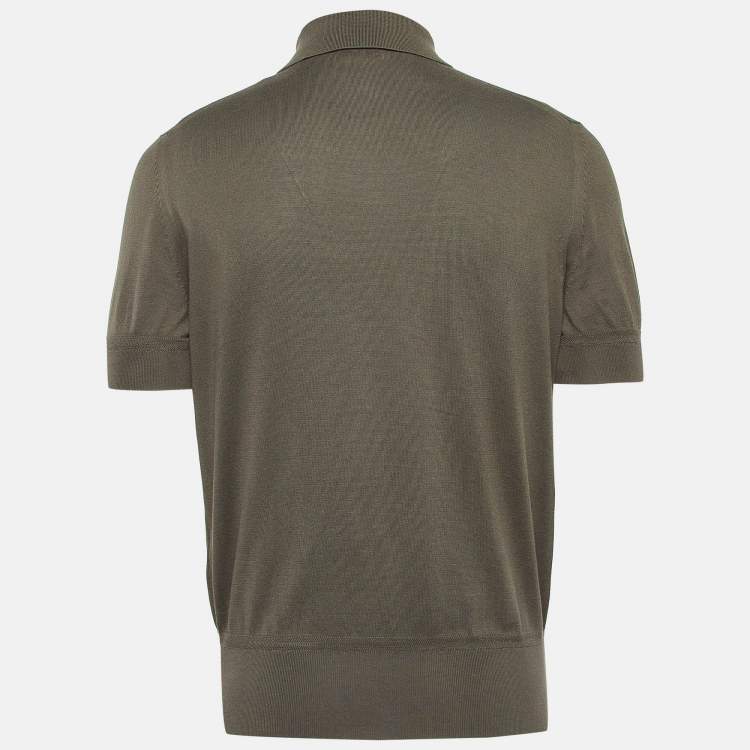 مملوكة مسبقًا Tom Ford Green Cotton Knit Polo T-Shirt L