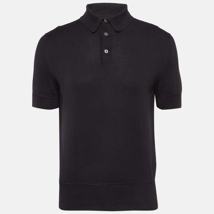 مملوكة مسبقًا Tom Ford Black Cotton Knit Polo T-Shirt L