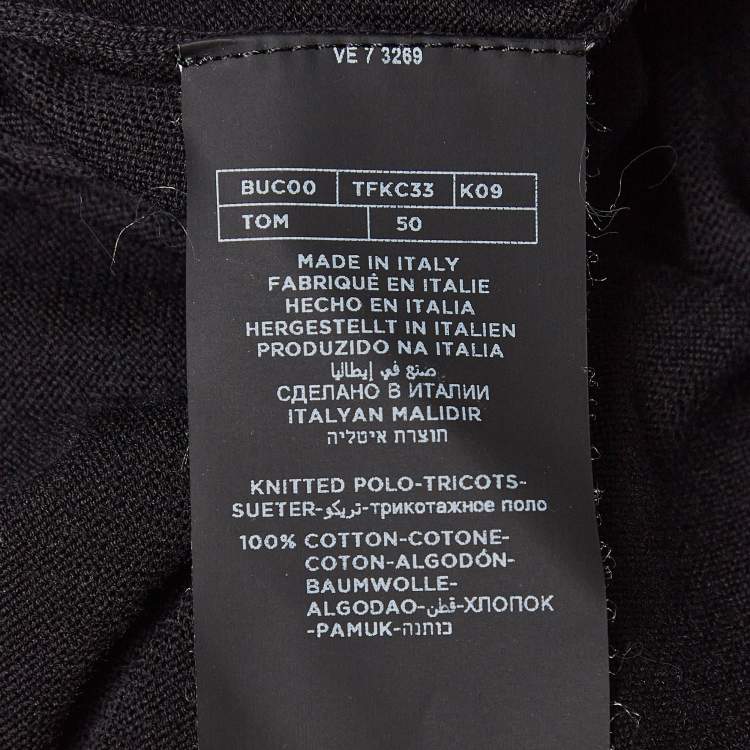 مملوكة مسبقًا Tom Ford Black Cotton Knit Polo T-Shirt L