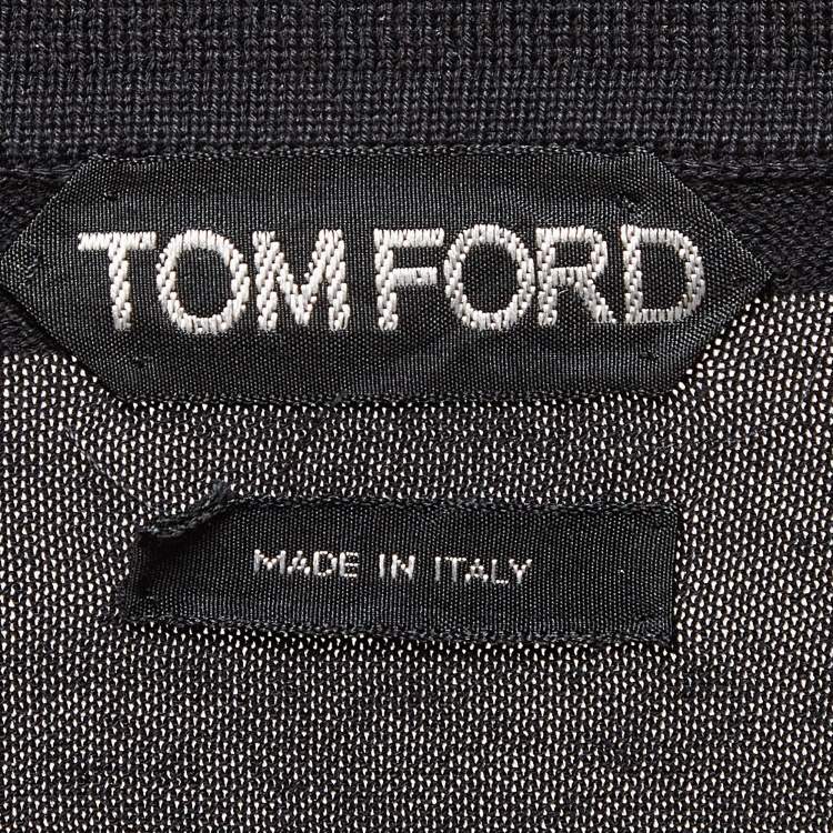 مملوكة مسبقًا Tom Ford Black Cotton Knit Polo T-Shirt L