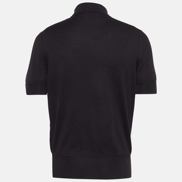 مملوكة مسبقًا Tom Ford Black Cotton Knit Polo T-Shirt L