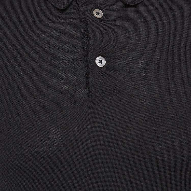 مملوكة مسبقًا Tom Ford Black Cotton Knit Polo T-Shirt L