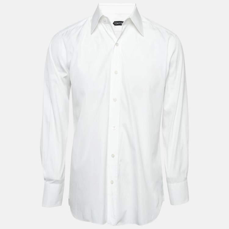 Pre Owned Tom Ford White Poplin Cotton Buttoned Up Shirt L
