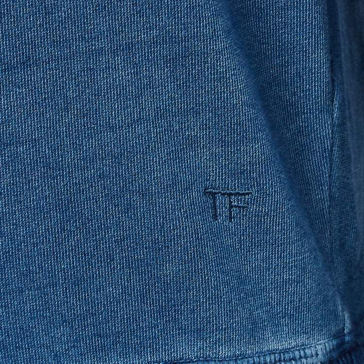Pre Owned Tom Ford Blue Cotton Knit Polo T-Shirt XXL