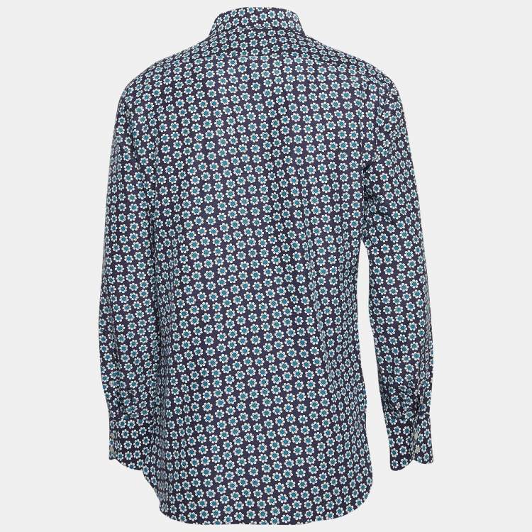 مملوكة مسبقًا Tom Ford Blue Floral Print Poplin Shirt L