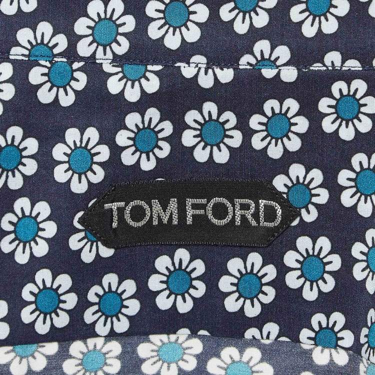 مملوكة مسبقًا Tom Ford Blue Floral Print Poplin Shirt L