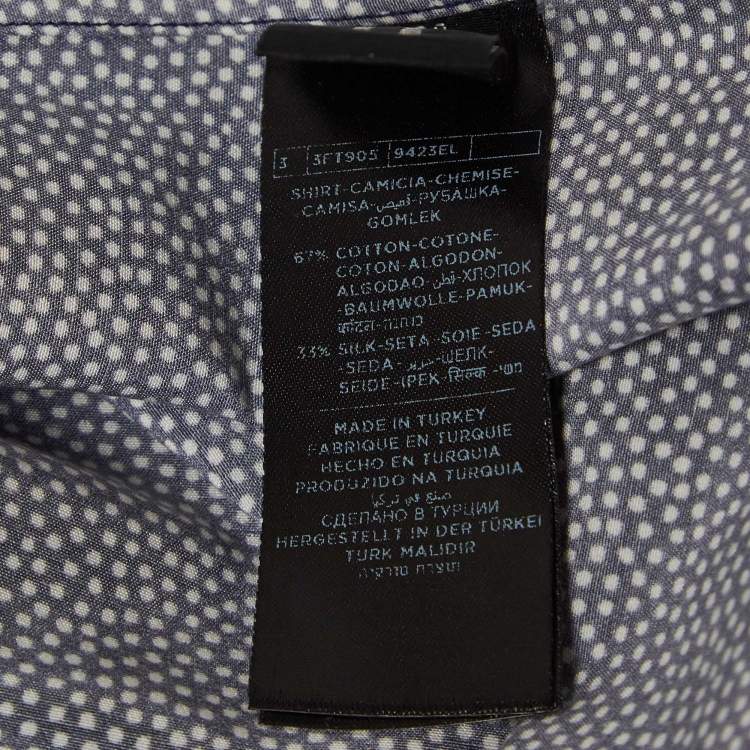 Pre Owned Tom Ford Blue Dotted Cotton & Silk Buttoned-Up Shirt L